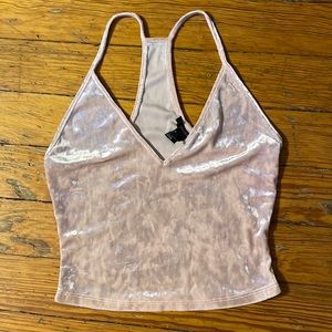 Forever 21 Light Pink Velvet Racer Back Top